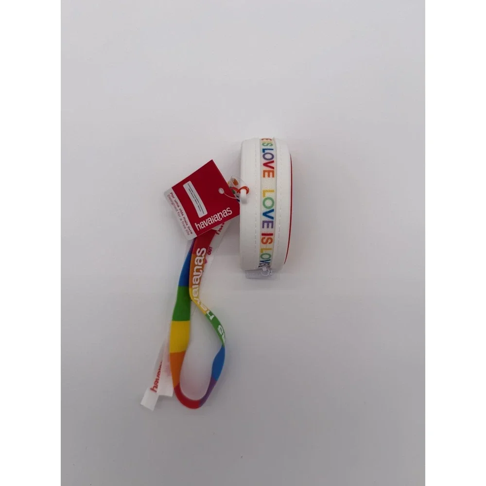 Havaianas Pride Rainbow Earphone Case Key Coin Pouch Bag Charm NWT
